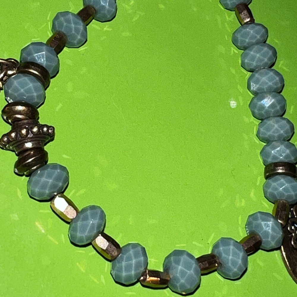 bead stretch bracelet beachy boho faceted glass stone charm stackable set 4 - Picture 10 of 16